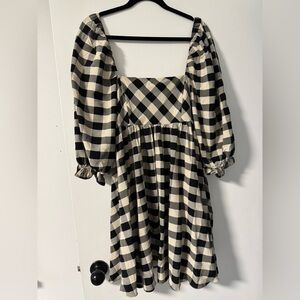 Storia Black and Cream Gingham Mini Dress